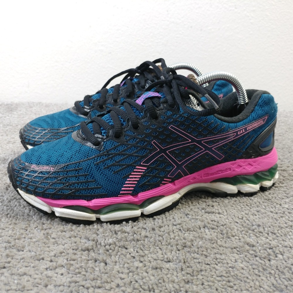 ASICS Gel-Nimbus 17 Women Size 6.5 Running Shoes Blue Pink T700N-4907 Sneaker